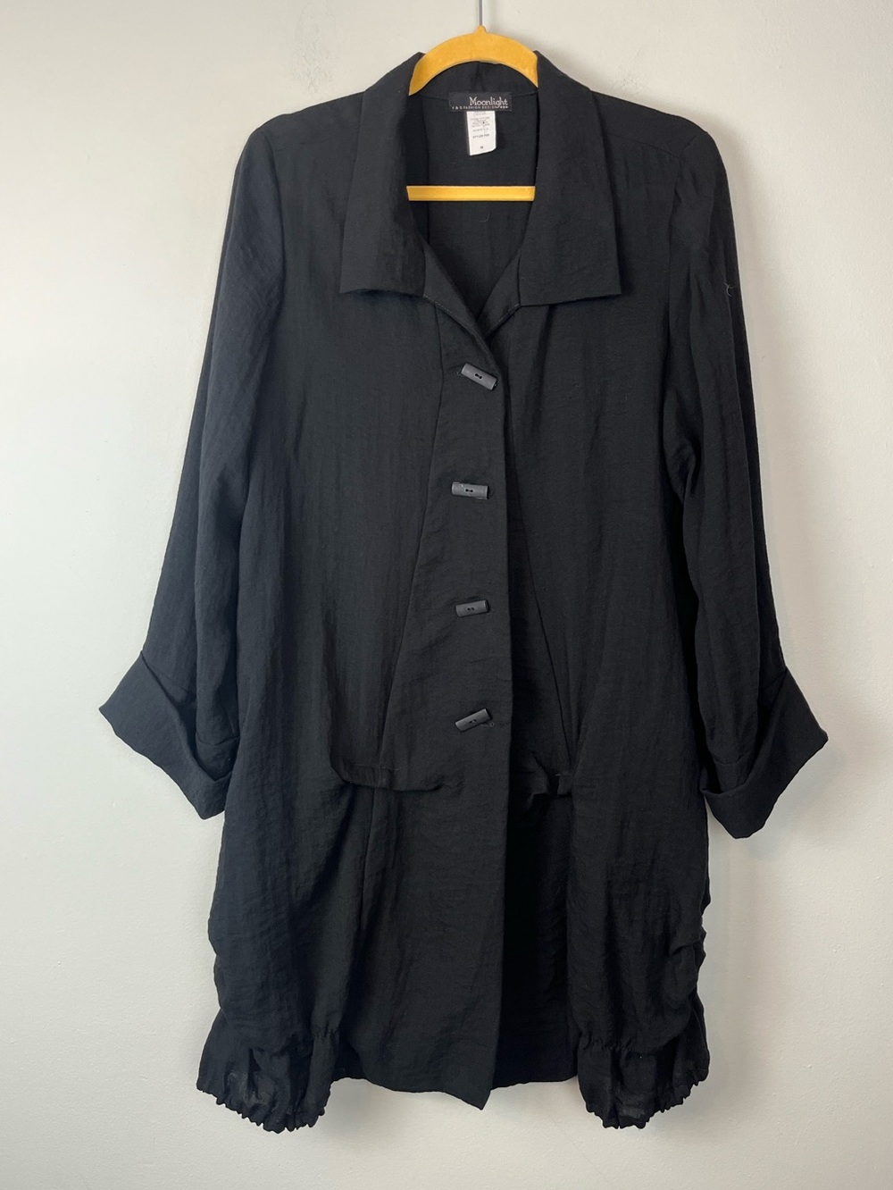 Moonlight By Y&S Fashion Black Lightweight Button Front Tunic Jacket M Lagenlook